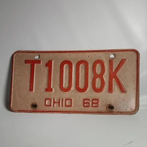 Liscense Plate Ohio 1968 T1008K